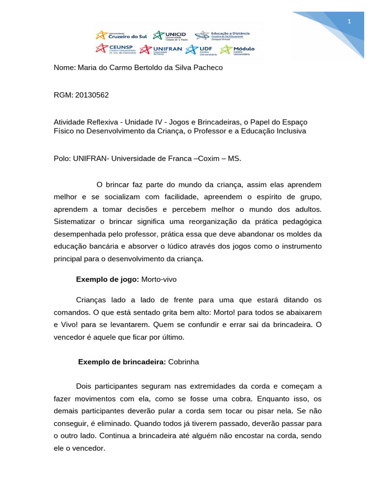 Atividade Reflexivas 4 | PDF