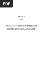 To Determine The Refractive Index of Different Liquids Using A Hollow ...