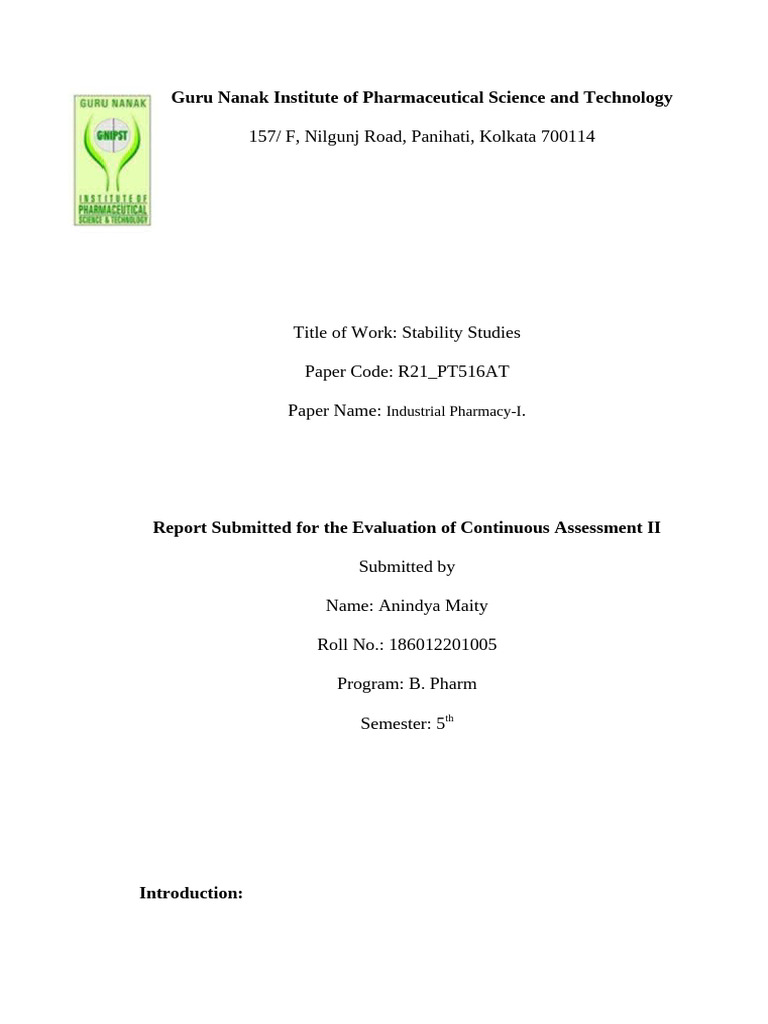 Stability Studies Pdf Pharmaceutical Formulation Shelf Life