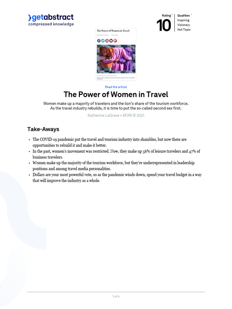 The Power of Women in Travel Lagrave en 42204 | PDF | Tourism