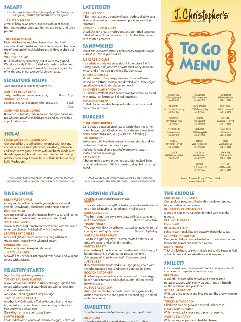 J's Bistro Menu: Salads, Soups & More | PDF | Salad | Bacon