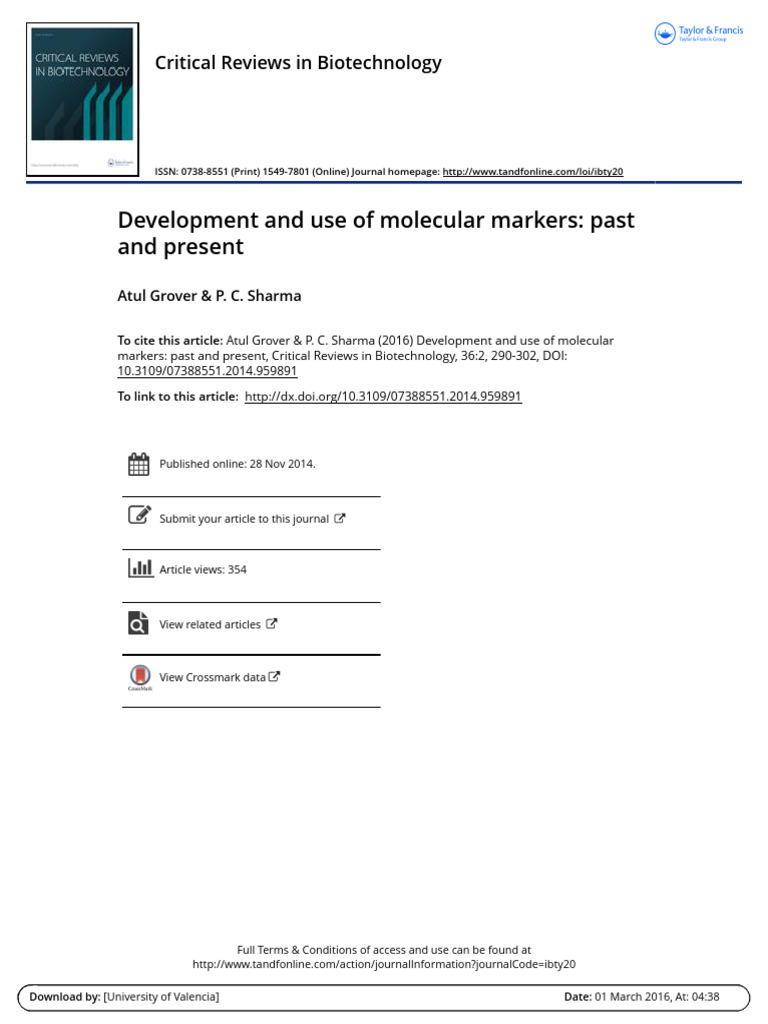 Molecular Markers: Development & Applications | PDF | Microsatellite ...