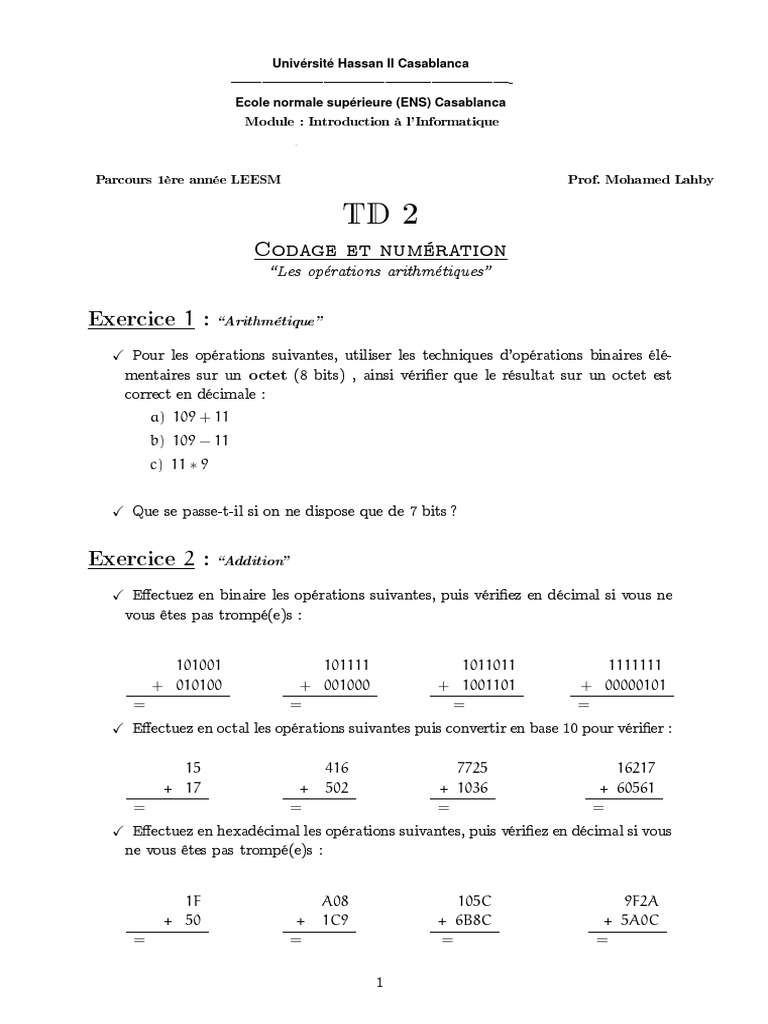 Arithmétique et bases numériques en info | PDF | Nombre | Mathématiques ...