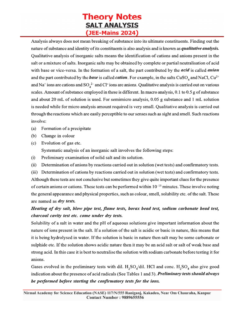 Salt Analysis-[Part A]_241215_165729 | PDF | Salt (Chemistry) | Sodium