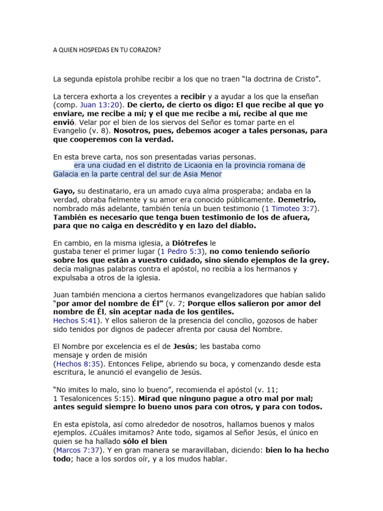 Hospitalidad y Liderazgo en 3 Juan | PDF | Verdad | Iglesia cristiana