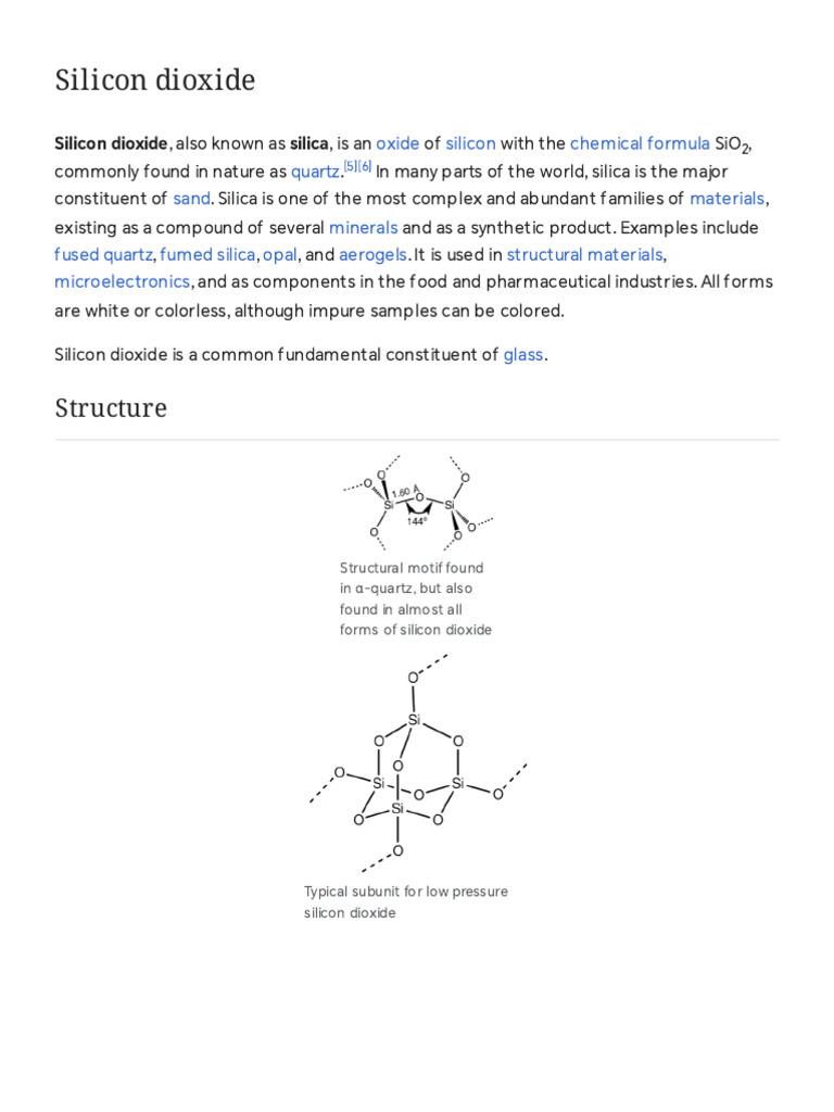 Overview of Silicon Dioxide (SiO2) | PDF | Silicon Dioxide | Silicon
