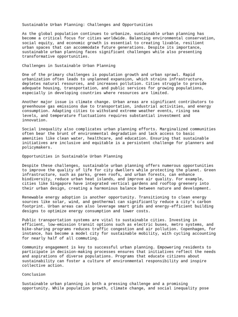 Sustainable Urban Planning Insights | PDF | Sustainability ...