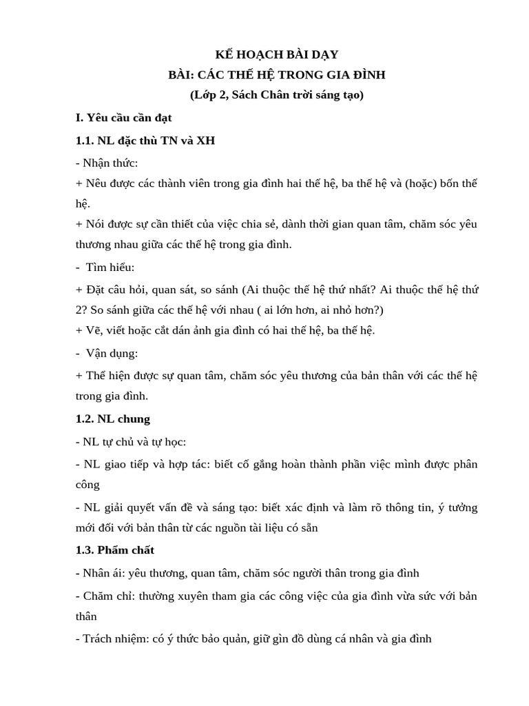 KẾ HOẠCH BÀI DẠY | PDF