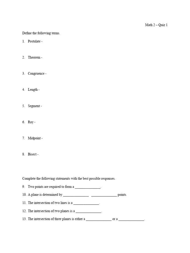Math 2 Unit 1 Practice Work | PDF