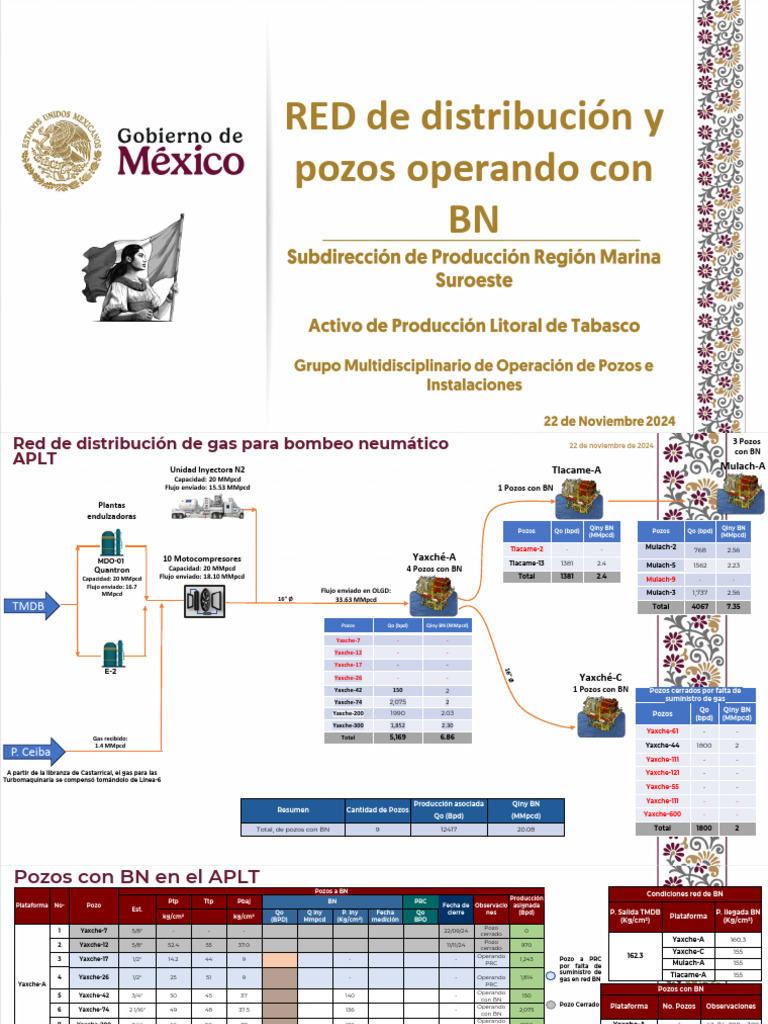 Red de Pozos y Producción de Gas BN | PDF