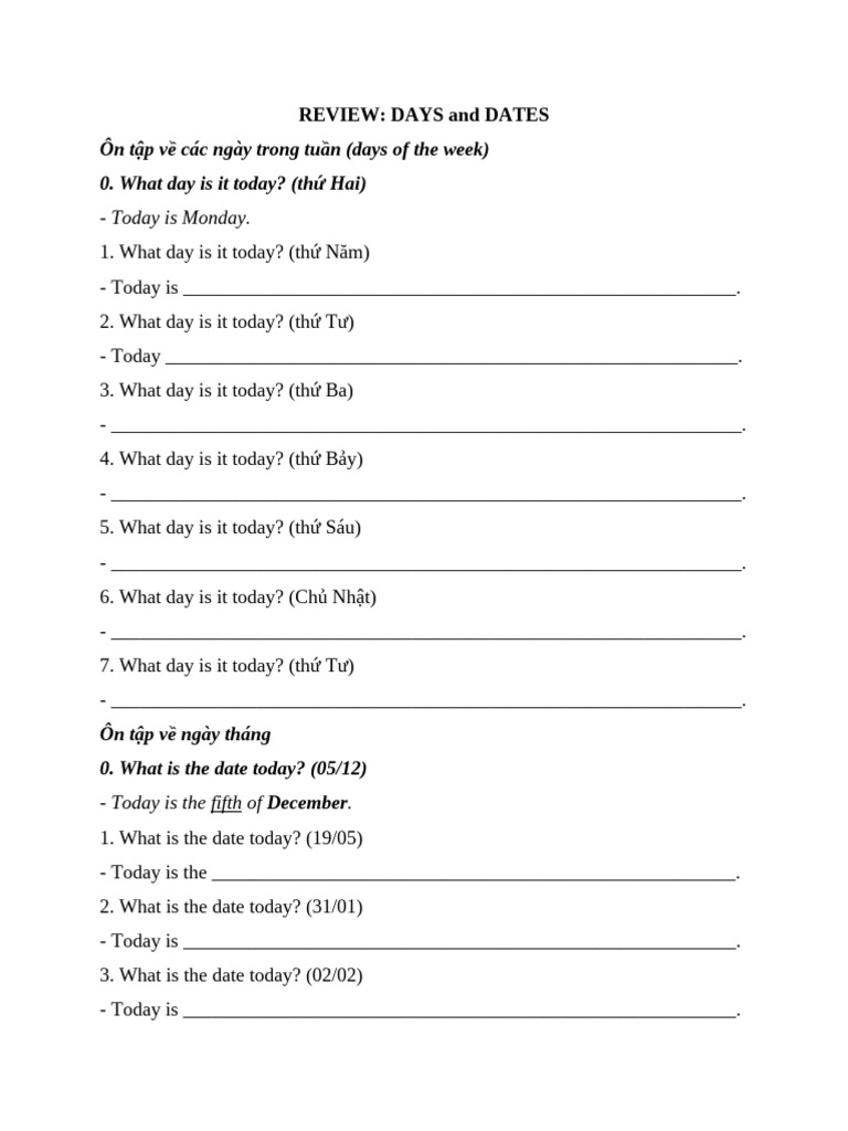 Days and Dates | PDF