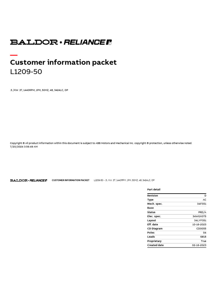 L1209-50 Customer Information Packet | PDF | Metrology | Electromagnetism