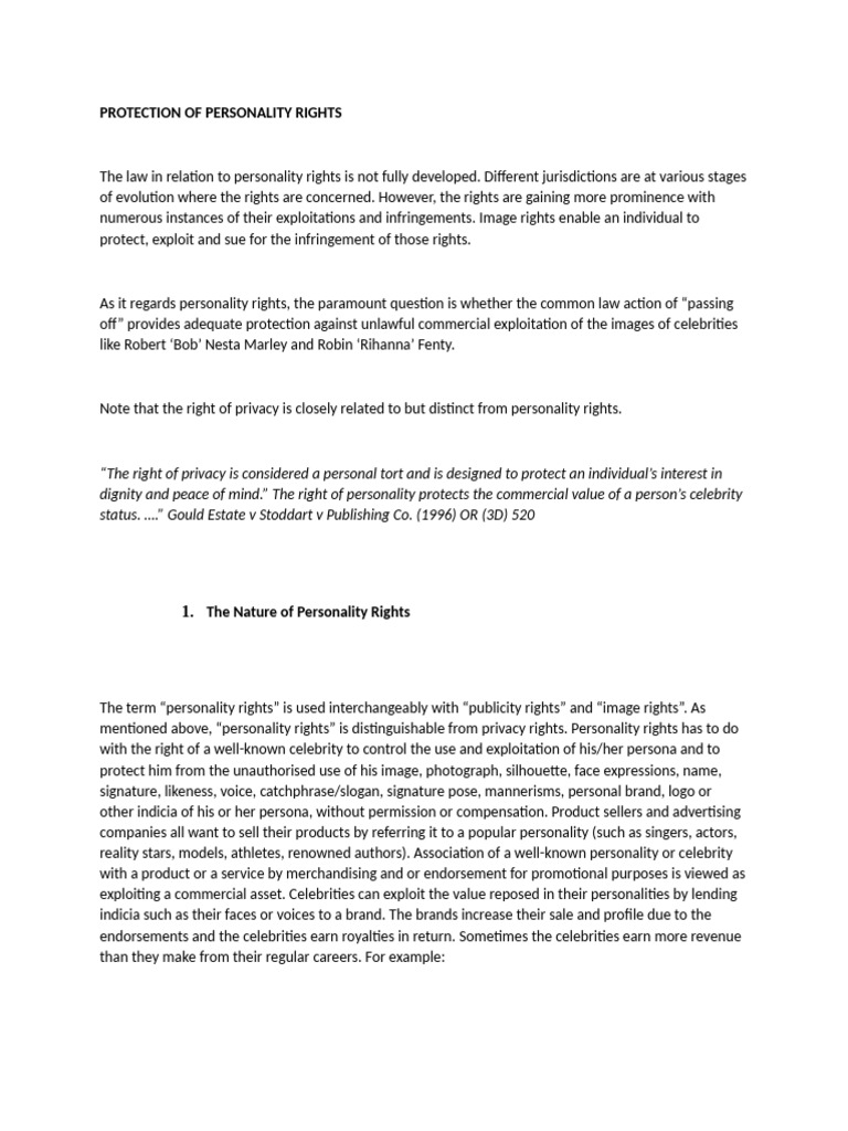 Understanding Personality Rights Law | PDF | Personality Rights | Damages