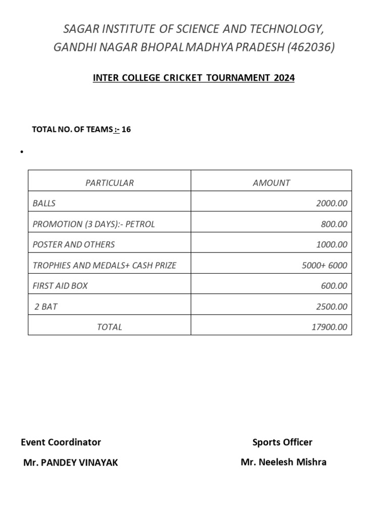 Inter CLG Crirket | PDF