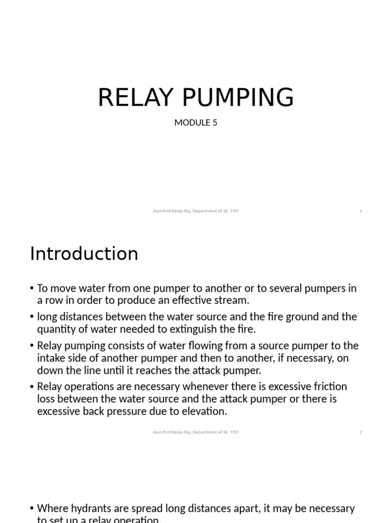 Relay Pumping Techniques for Firefighting | PDF | Fire Engine | Water