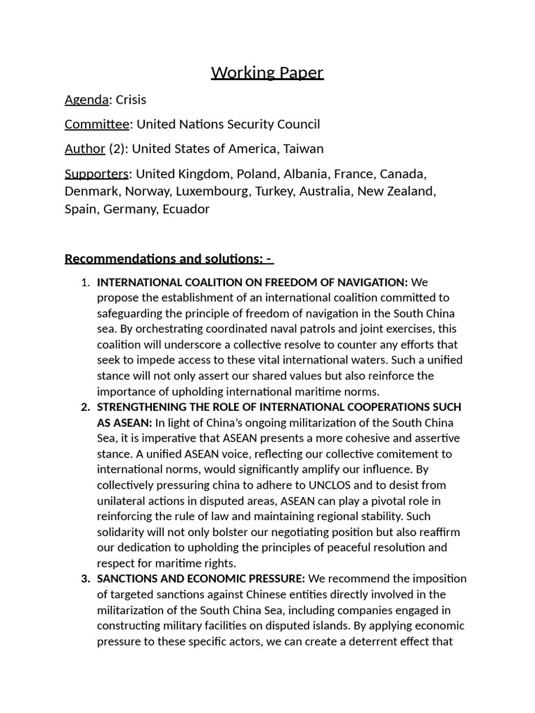 Working Paper-Block 1-UNSC | PDF | South China Sea | United Nations ...