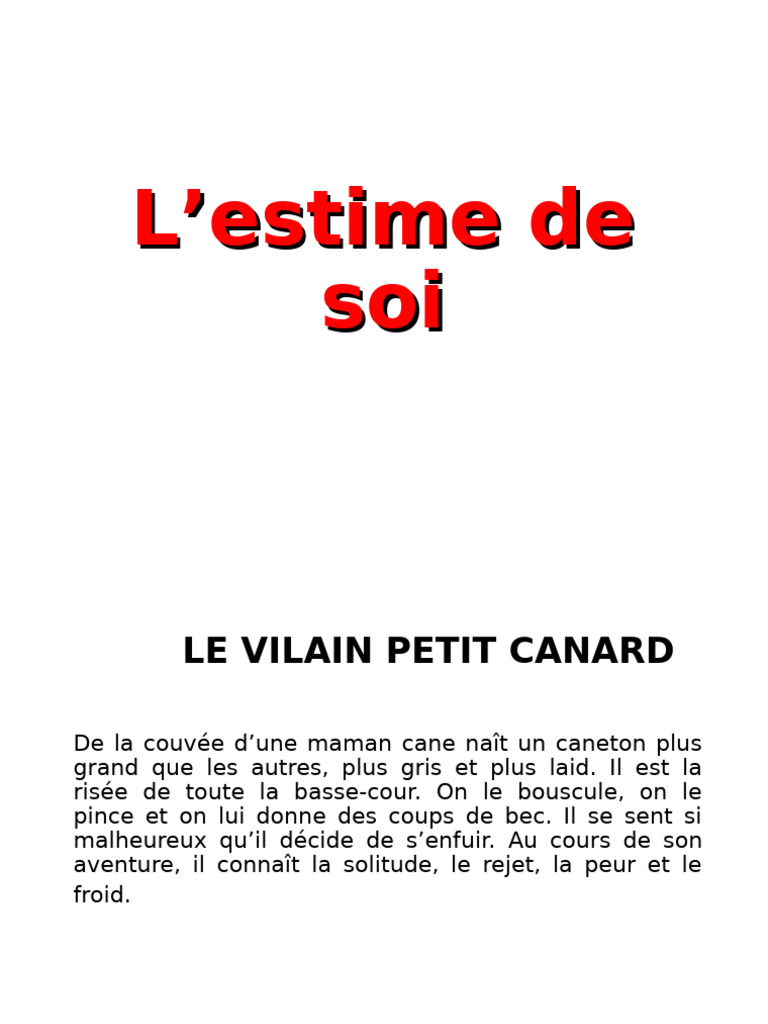 Estime de soi chez l'enfant : guide complet | PDF | Estime de soi ...