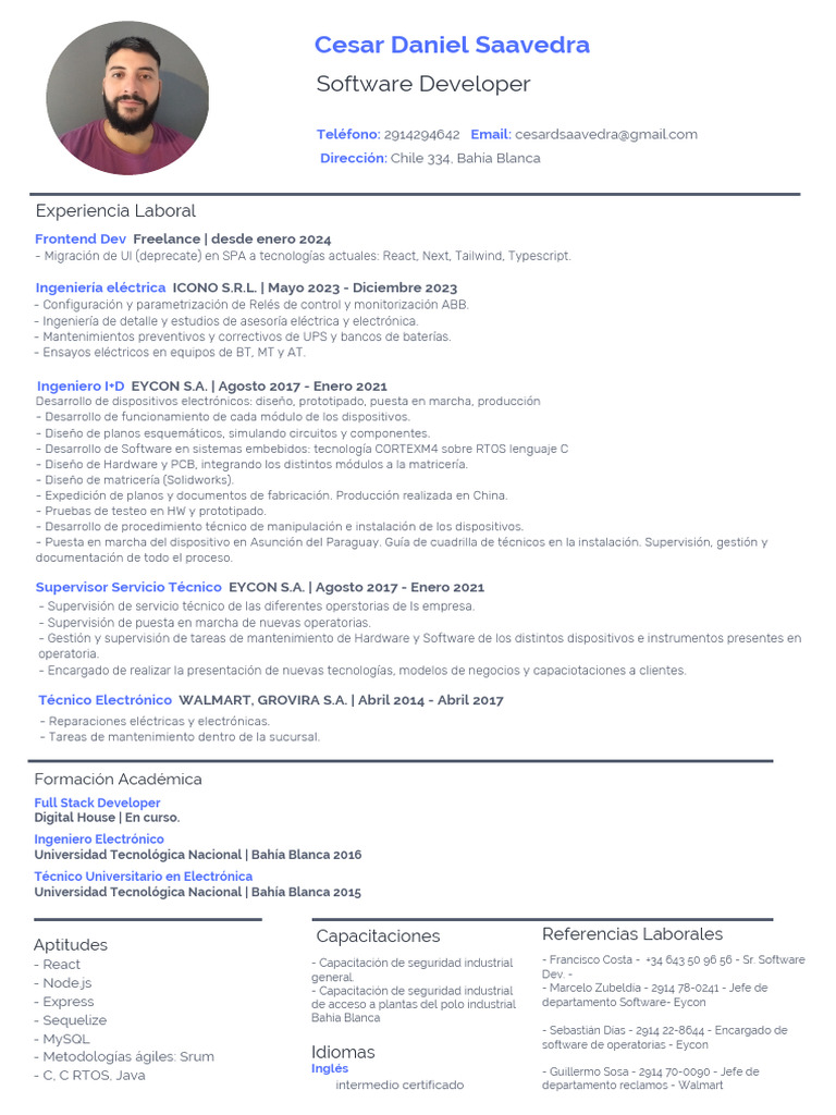 CV - Cesar Saavedra-2 | PDF | Software | Electrónica