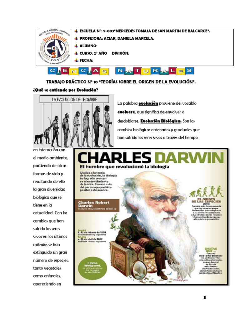 Teorías del Origen de la Evolución | PDF | Evolución | Charles Darwin