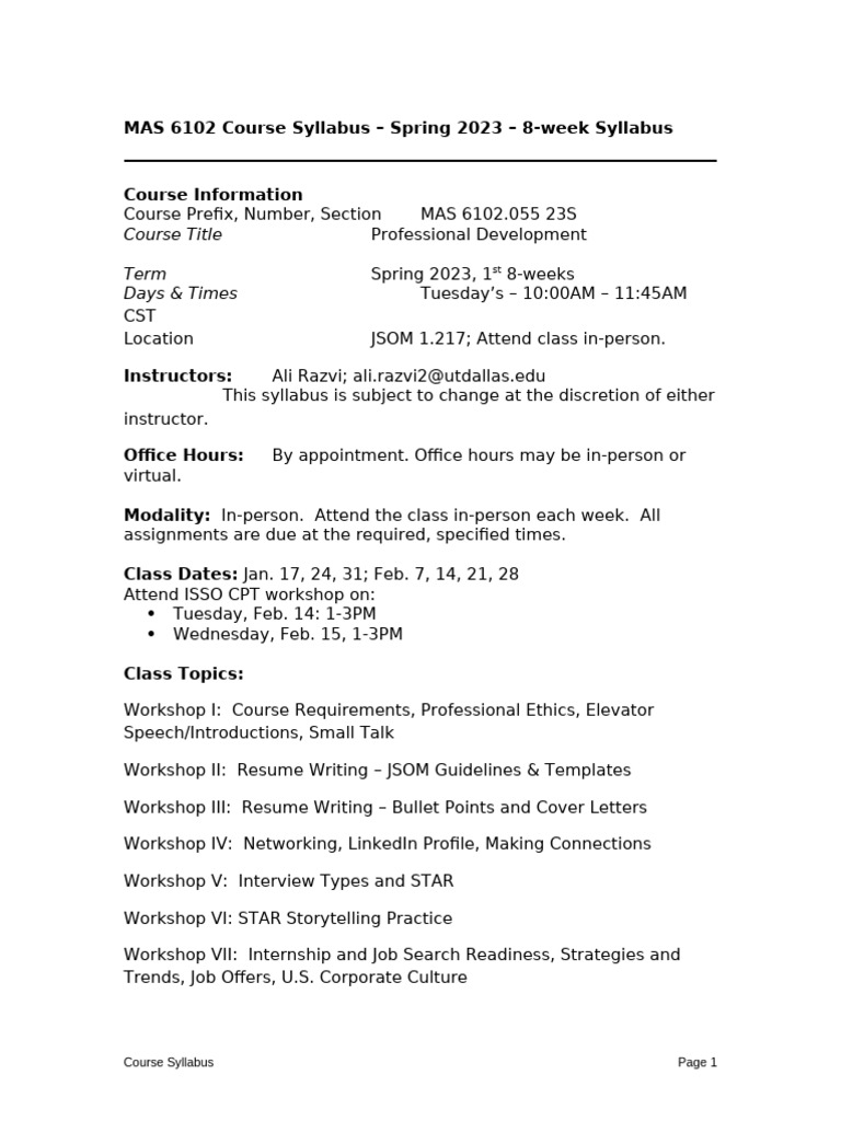 MAS6102 - Syllabus - Spring 2023 Razvi | PDF | Educational Technology ...