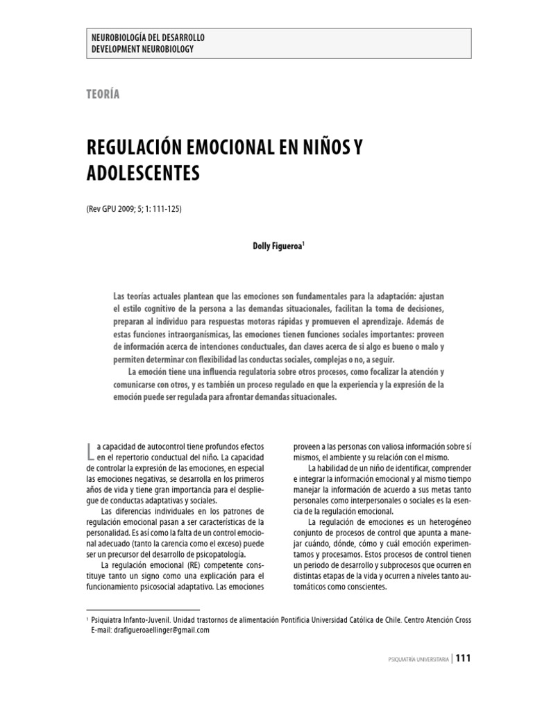 Regulación emocional en adolescentes | PDF | Las emociones ...