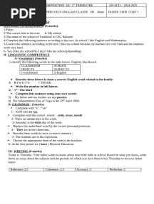Corrigé Anglais (6è 5è 4è 3è)