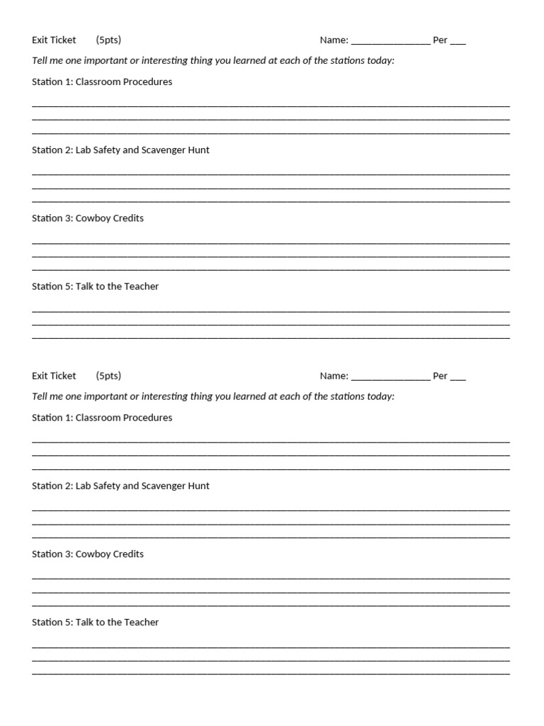 Student Exit Ticket Template | PDF