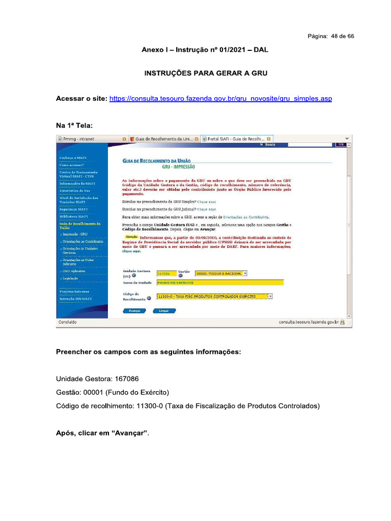 Instrução para preenchimento GRU | PDF