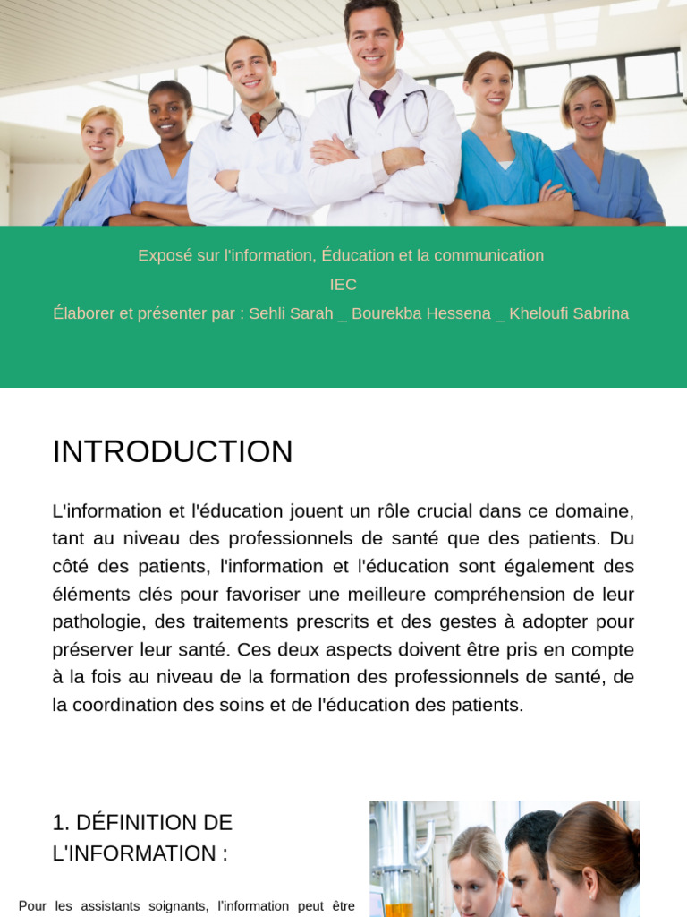 Exposé Sur L'information, Éducation Et La Communication IEC Élaborer Et ...