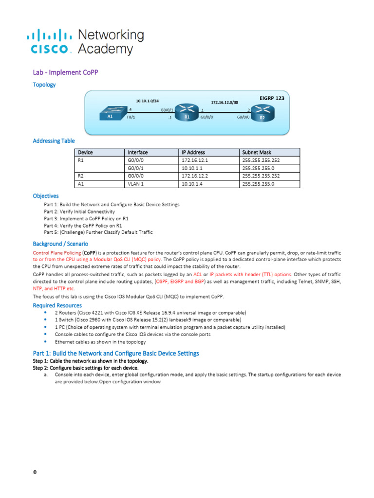 Implementing CoPP in Cisco Networking | PDF | Internet Standards | Wide ...
