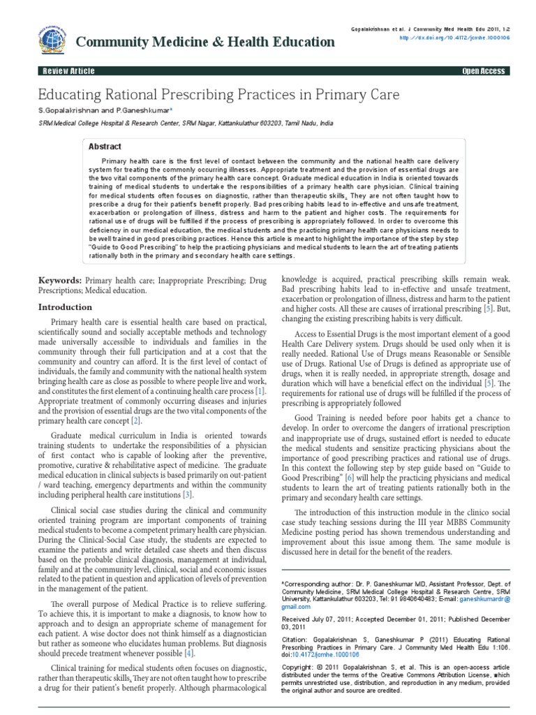 Educating Rational Prescribing Practices in Primary Care ...
