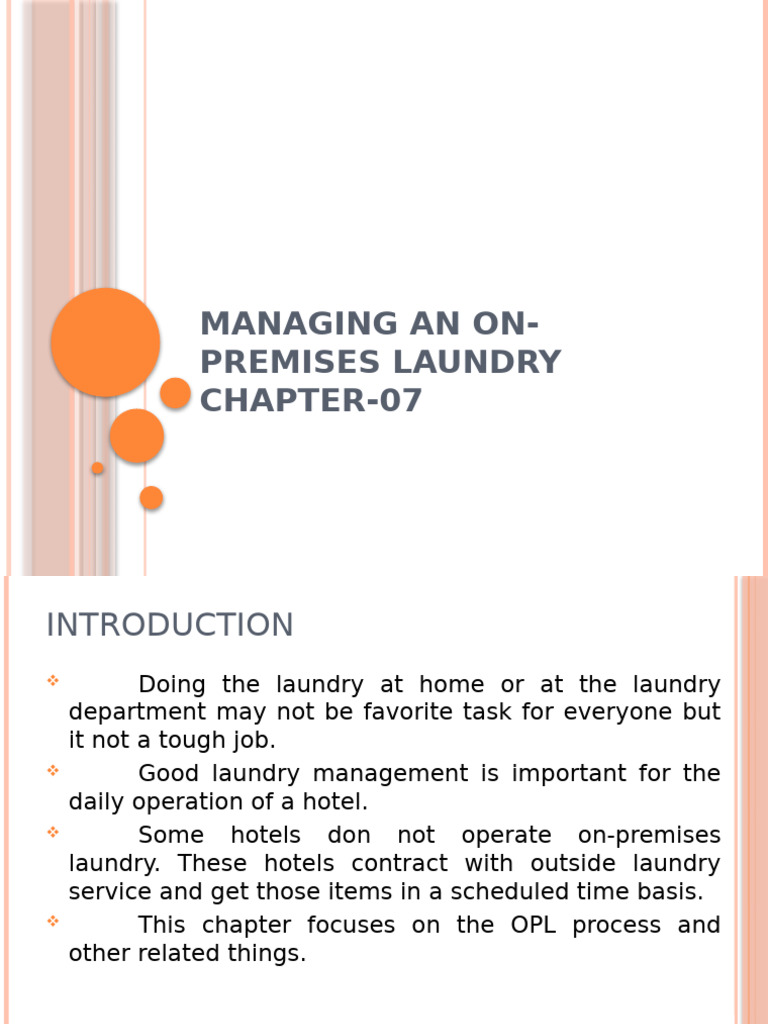 On-Premises Laundry Management Guide | PDF | Linens | Laundry