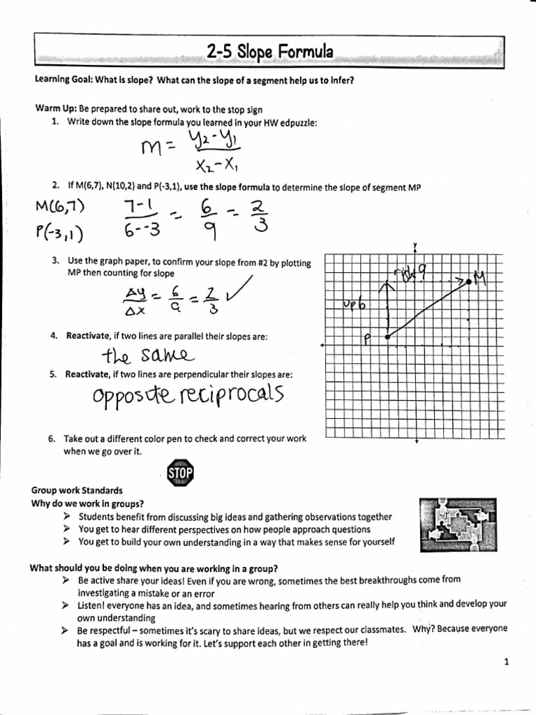 2-5 Slope Formula Key | PDF