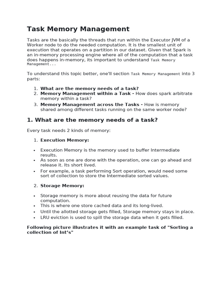 Spark Task Memory Management Guide | PDF | Central Processing Unit ...