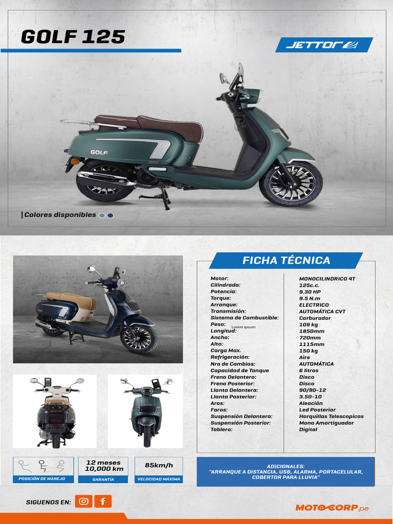 Mtc Jettor Catalogo Ficha Tecnica Golf 125 | PDF | Tecnología de ...