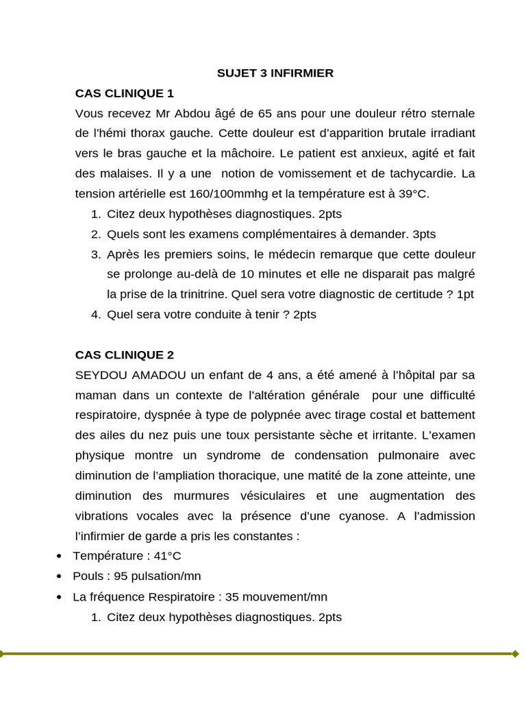Urgences médicales : cas cliniques infirmiers | PDF | Infarctus du ...