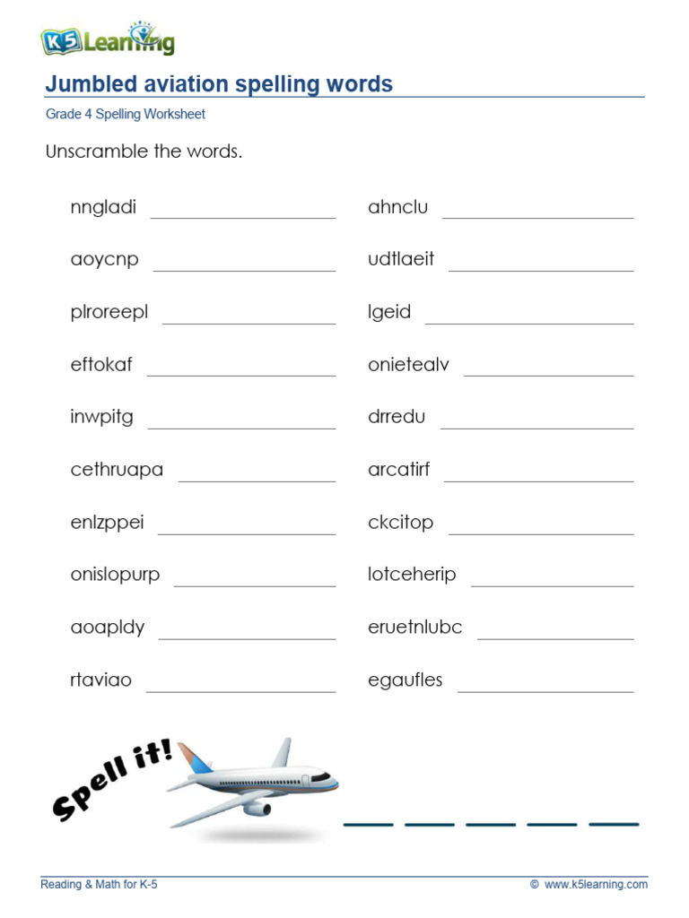 Spelling Grade 4 Jumbled Words 1 | PDF