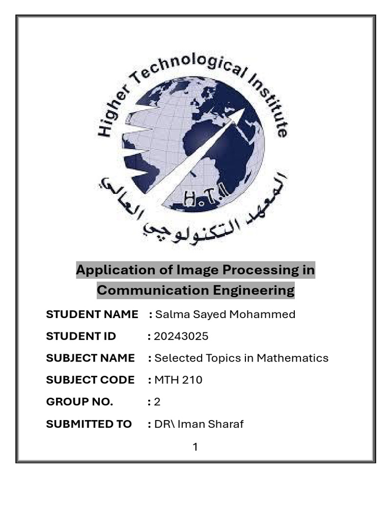 Image Processing in Communication Engineering | PDF | Data Compression ...