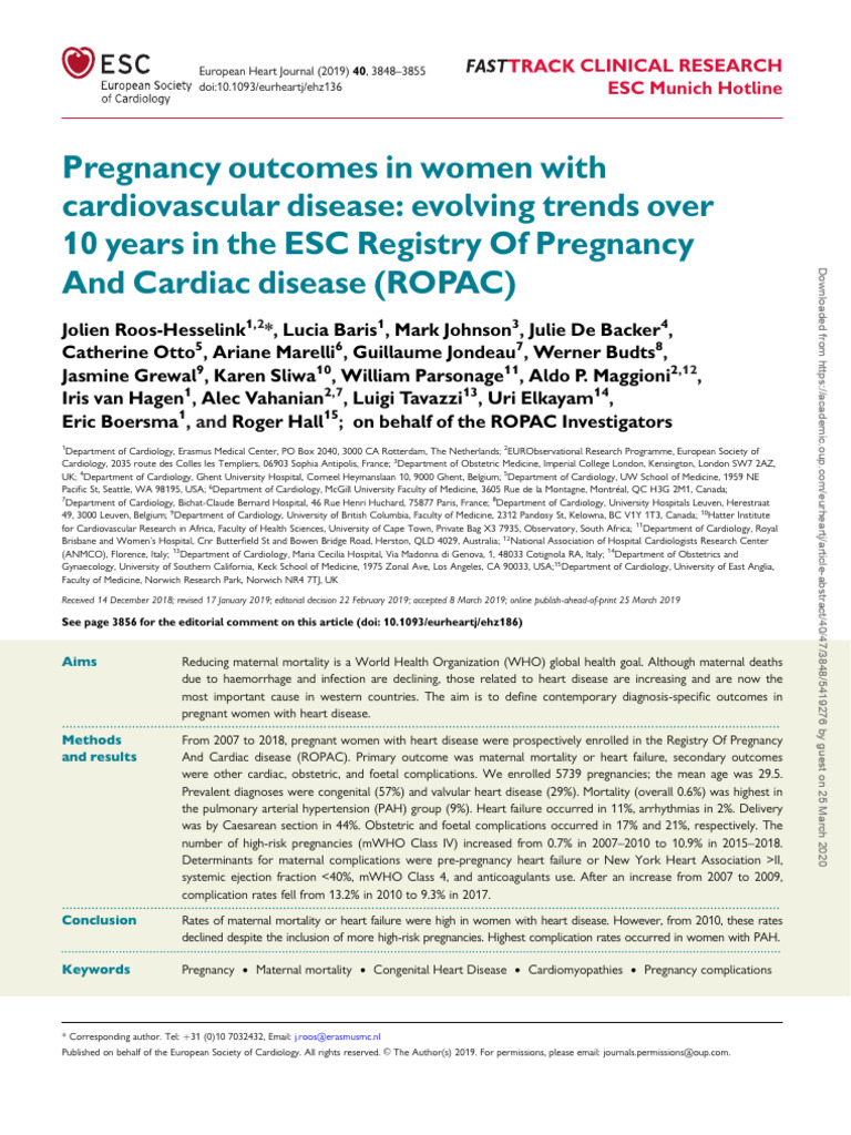 Pregnancy Outcomes in Women With Cardiovascular Di | PDF | Ejection ...