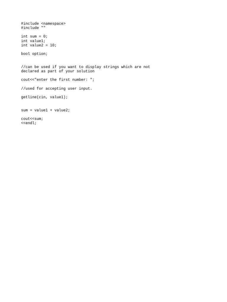 Beginner C++ Coding Example | PDF