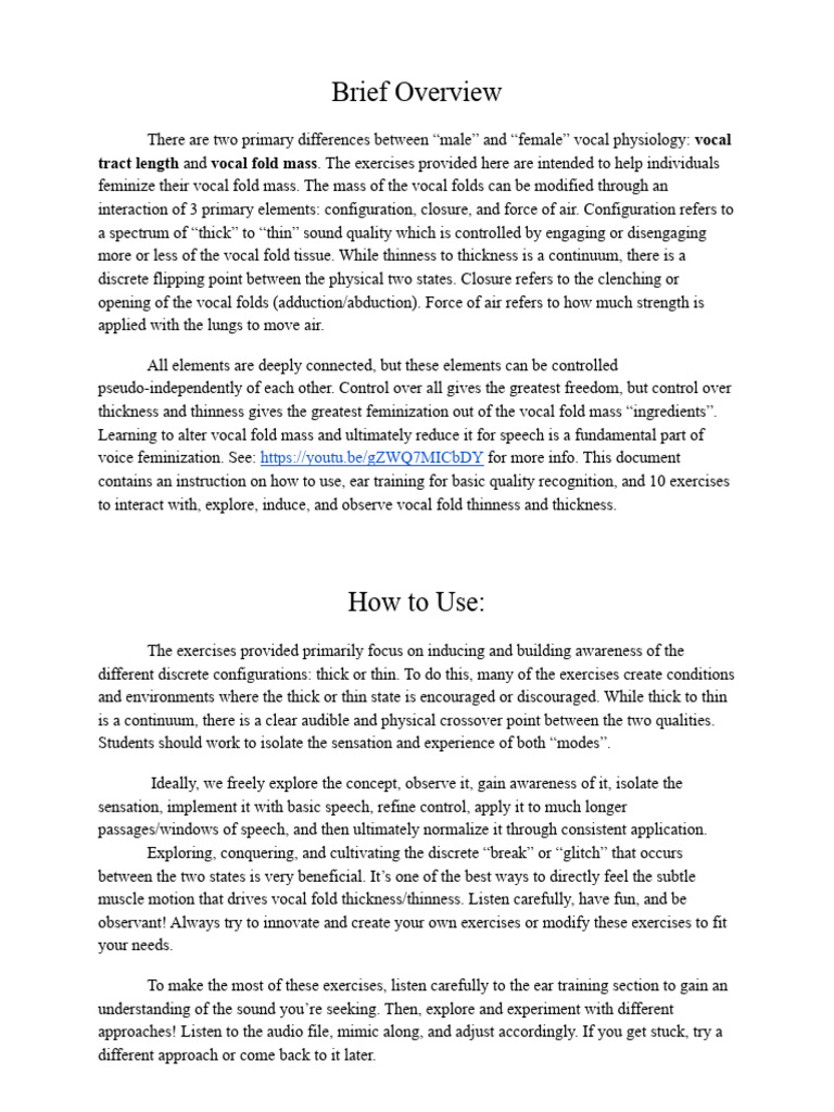 Voice Thinning Techniques 1.0 | PDF | Human Voice | Human Throat