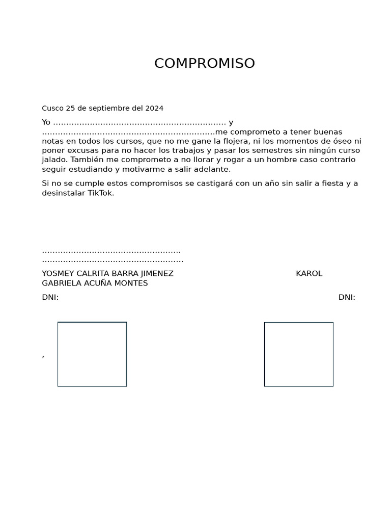 Compromiso Académico y Personal 2024 | PDF