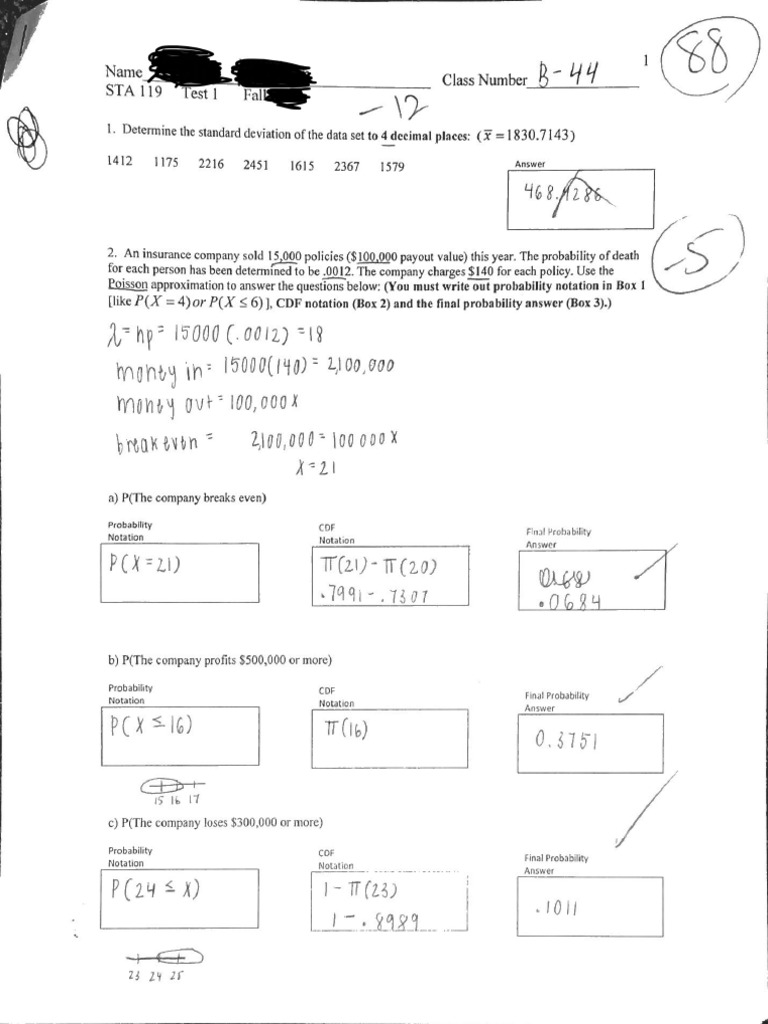 STA 119 Test 1 | PDF