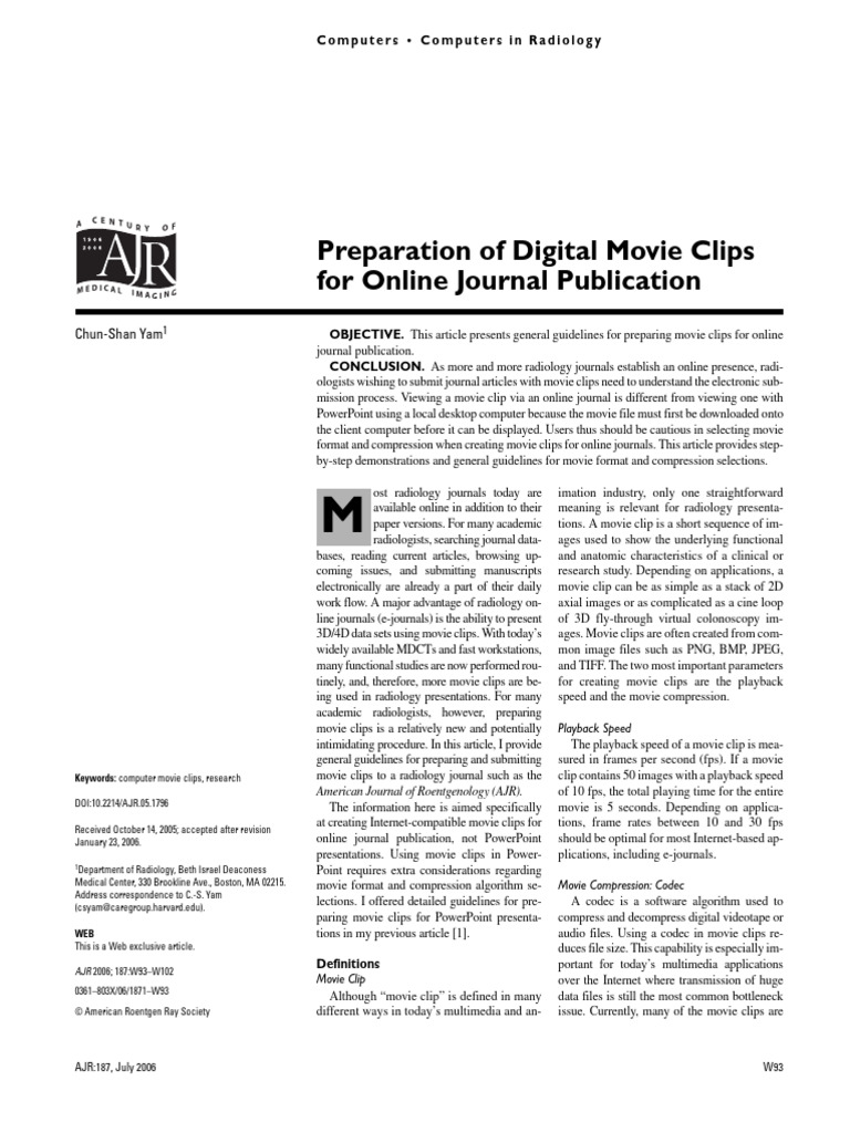 Yam 2012 preparation of digital movie clips for online journal
