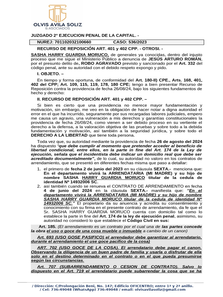 03 Recurso Repocision | PDF | Justicia | Crimen y violencia
