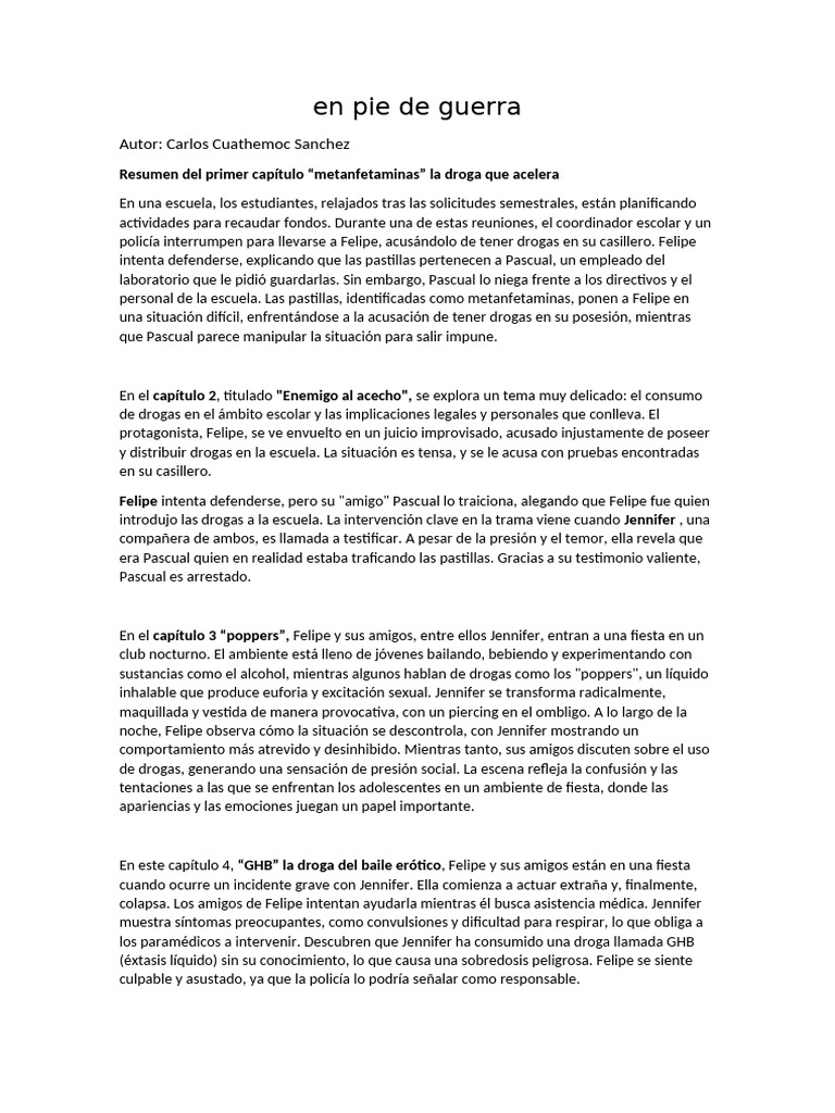 En Pie de Guerra Resumen, | PDF | Drogas | La dependencia de sustancias