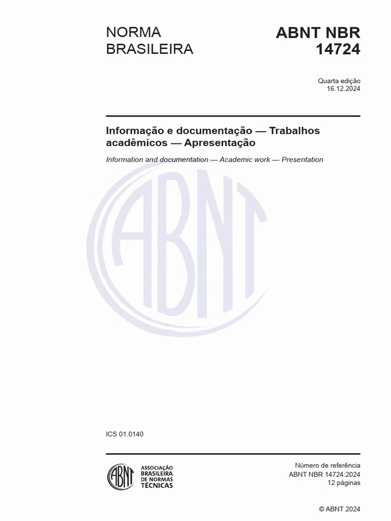 Abnt NBR 14724 2024 | PDF | Abstract (resumo) | Citação