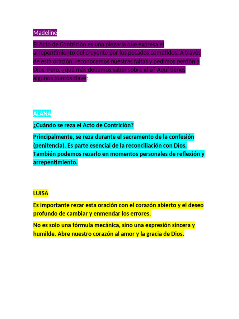 Acto de Contrición: Oración y Significado | PDF