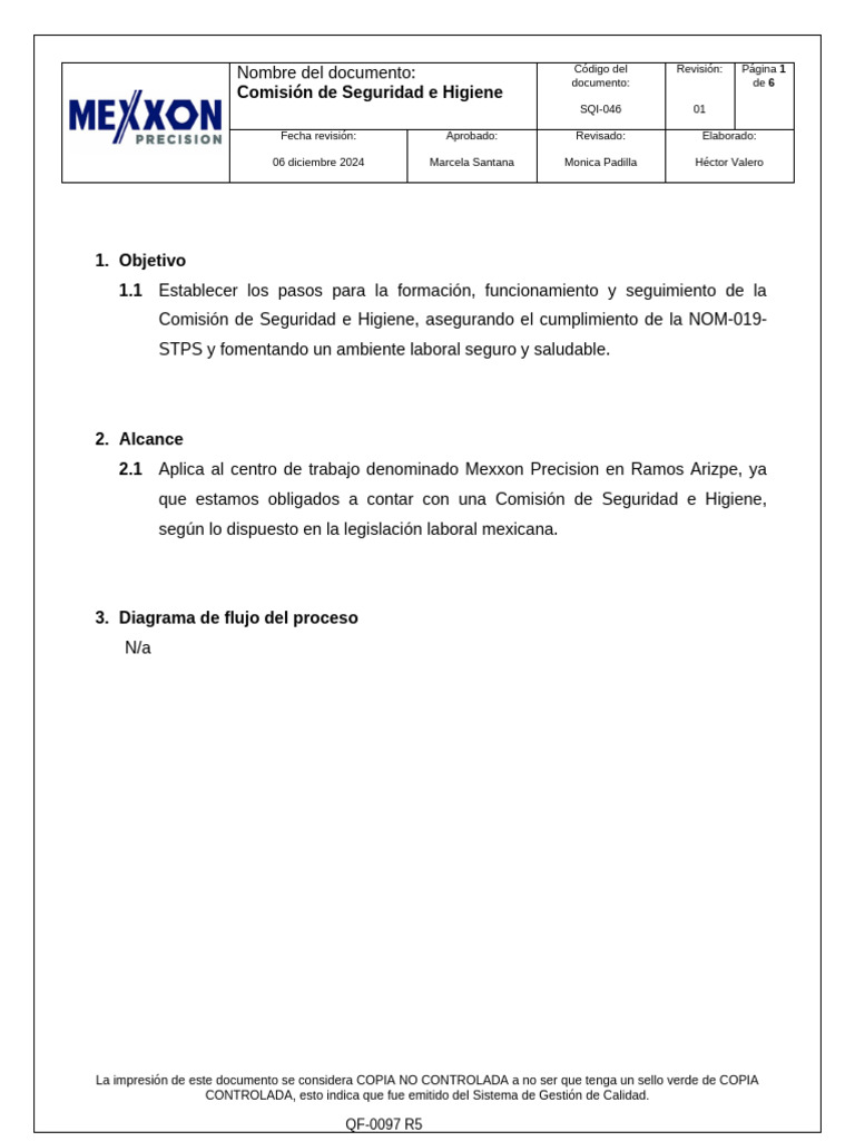 SQI-046 R1 Comisión de Seguridad e Higiene | PDF