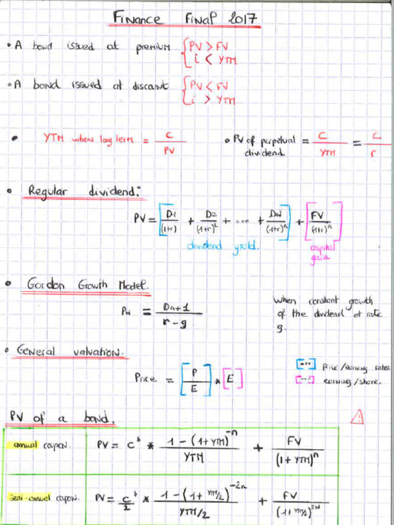 Financial Market Formulas | PDF